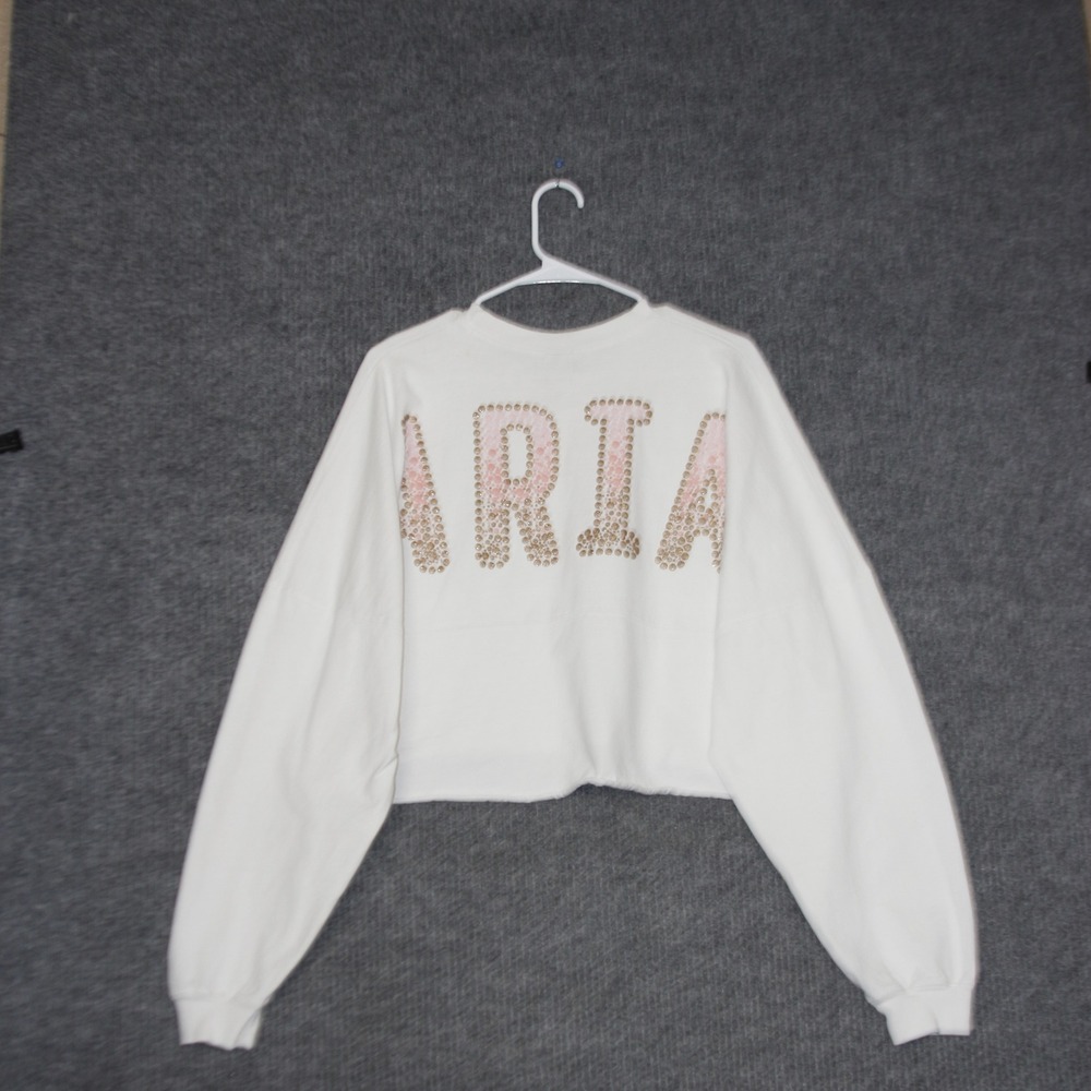 Spirit Jersey MGM Resorts Aria Las Vegas Cropped Shirt XL White Rhinestone Logo - Picture 5 of 6